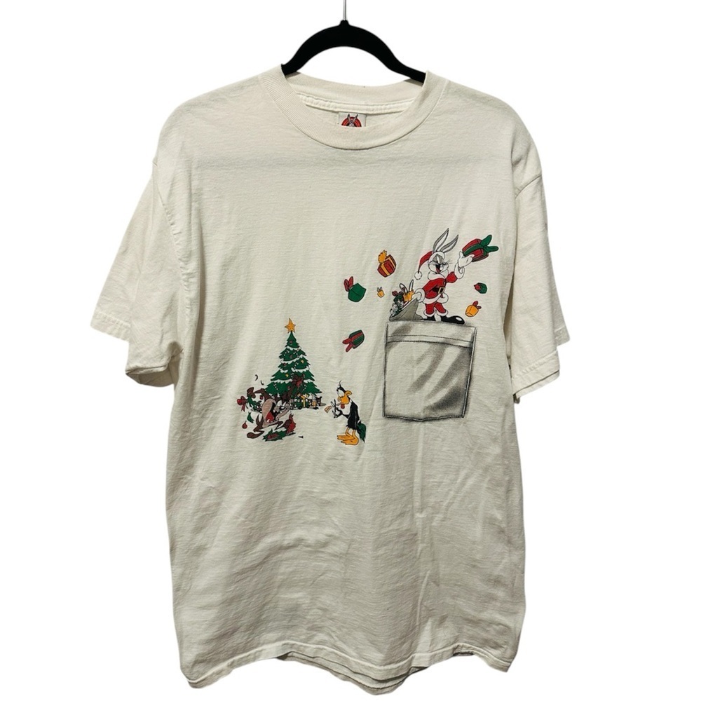 Vintage Looney Tunes Christmas T-Shirt 90s Shirt Bugs Bunny & Tasmania Devil